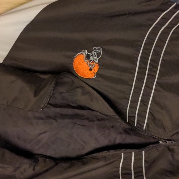 Vintage 1990s Cleveland Brown NFL Windbreaker Jacket Sports Embroidered 2XL Zip - Picture 8 of 10